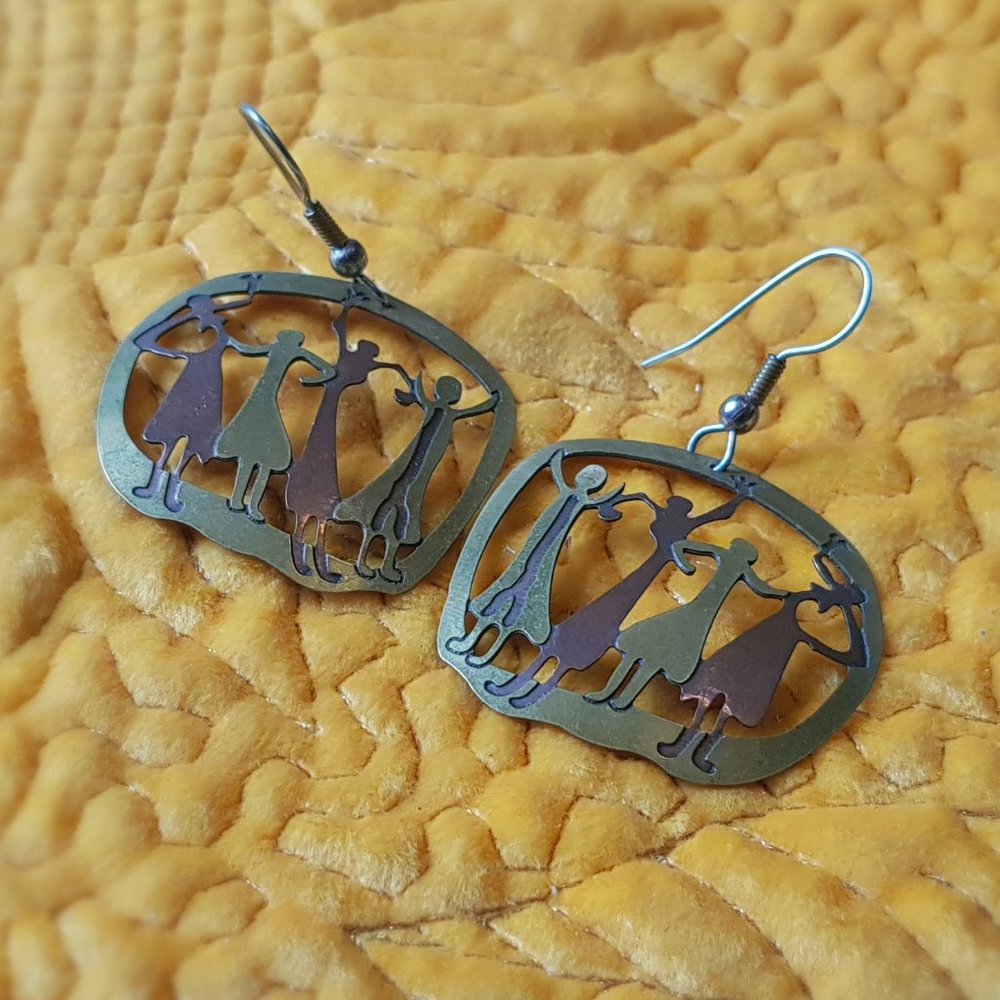 ***SALE*** GOLD COPPER BRONZE SISTERS EARRINGS